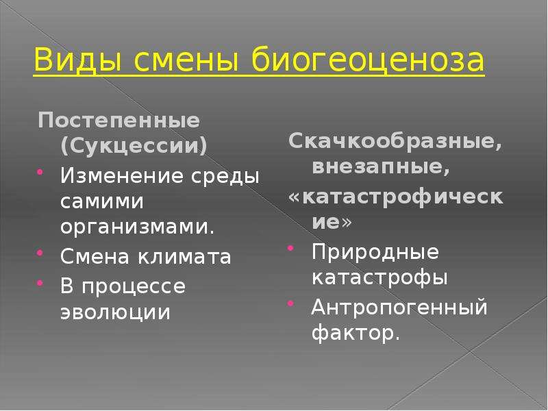 Презентация по биологии 9 класс развитие и смена биогеоценозов