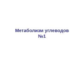 Метаболизм углеводов. (Лекция 5)