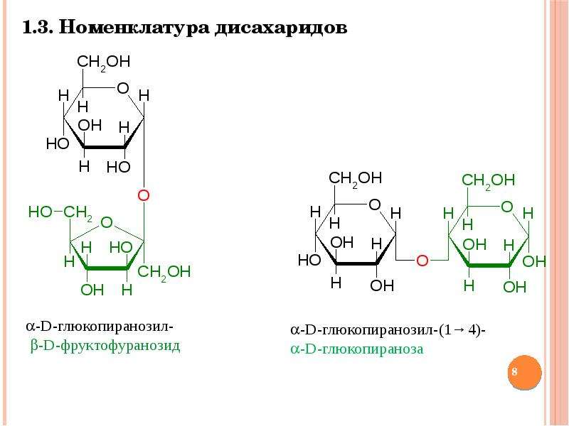 3 номенклатура. Α-D-глюкопиранозил-(1→4)-α-d-глюкопираноза. A-D-глюкопиранозил(1®2)-b-d-фруктофуранозид. О-Β,D- глюкопиранозил-(1,4)- α,d-глюкопираноза. Номенклатура дисахаридов.