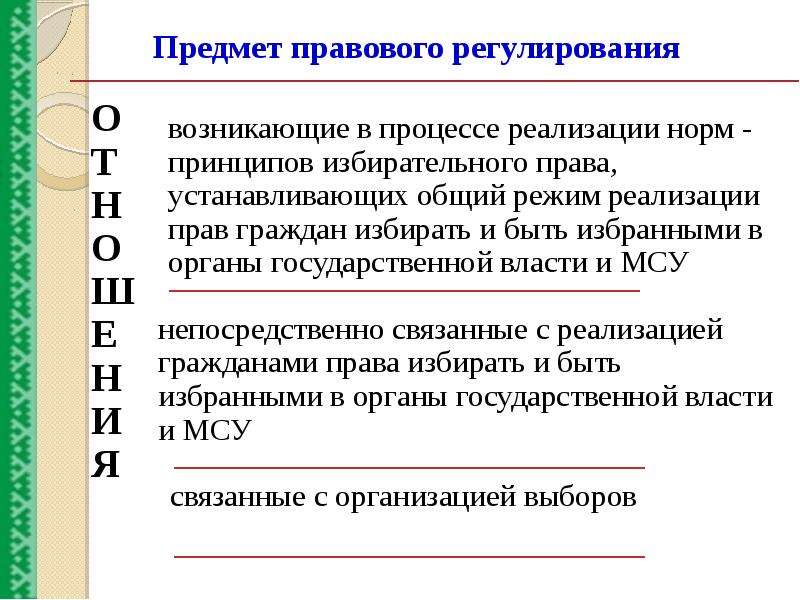 Предмет правового регулирования. Предмет Законодательного регулирования. Избирательное право предмет регулирования. Презентация избирательное право и избирательный процесс. Предметом избирательного права являются.