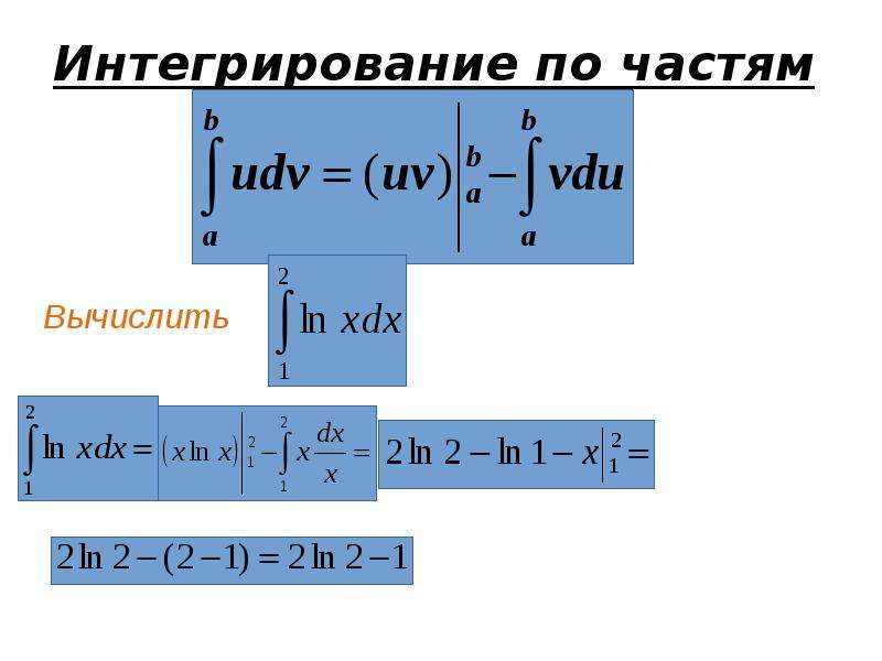 Интегрирование по частям презентация