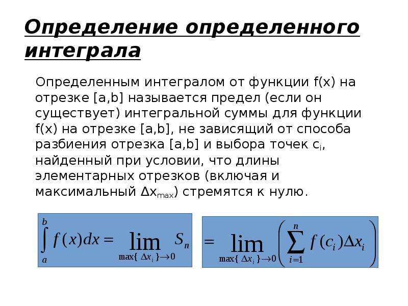 Презентация на тему определенный интеграл