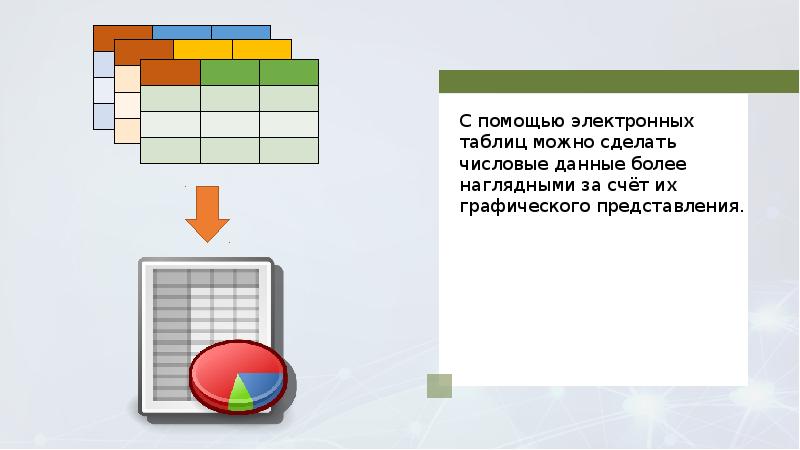 Электронная таблица позволяет. С помощью чего можно визуализировать данные в электронных таблицах?. Что можно делать в электронных таблицах. С помощью чего можно сделать табличную информацию более наглядной?. Для наглядного представления числовых данных в эт можно построить.