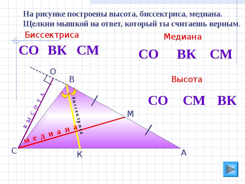 Медианы в тупоугольном треугольнике рисунок