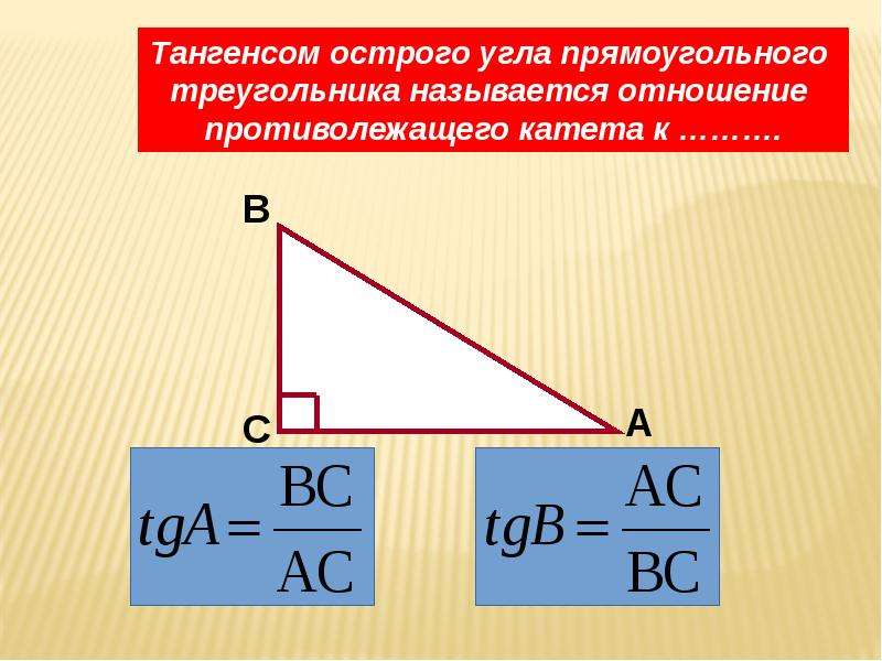 Синус косинус острого угла прямоугольного треугольника