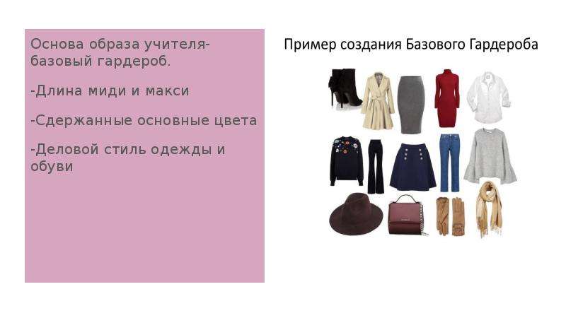 Образ основа. Гардероб современного учителя. Базовые цвета гардероба делового человека является:. Презентация образа одежды. Имидж учителя в цвете.