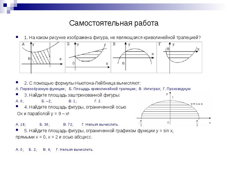 Фигура не являющаяся криволинейной трапецией изображена на рисунке ответ