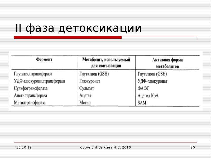 Вторая фаза детоксикации