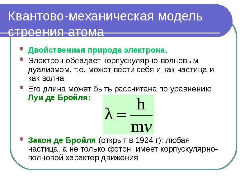 Квантово механическая модель атома водорода