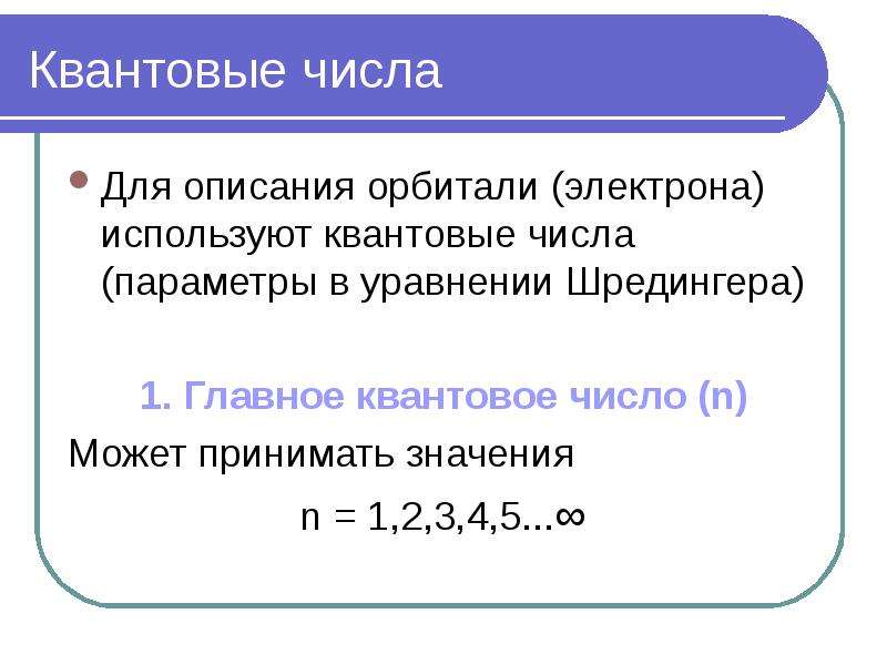 Квантовые числа презентация