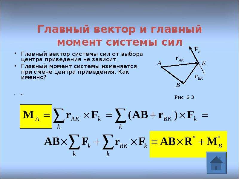 Система вектор 1. Главный момент системы сил. Главный вектор и главный момент системы. Главный вектор системы сил. Зависимость главного момента системы сил от выбора центра приведения.