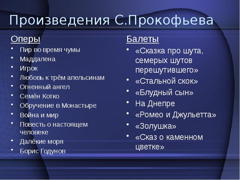 Опера какие произведения. Произведения Прокофьева. Произведения Прокофьева список. Прокофьев оперы. Оперы Прокофьева список.