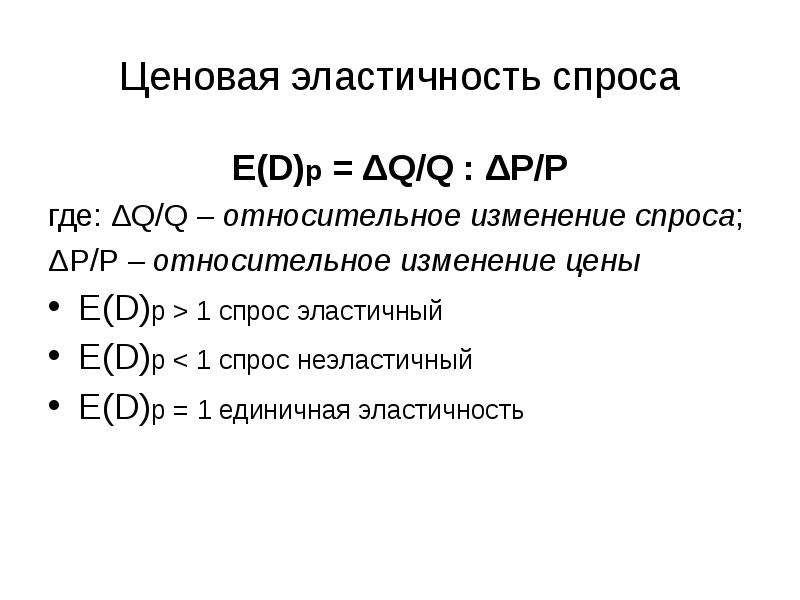 Ценовая эластичность. Ценовая эластичность 0. Абсолютная \/p Относительная p смешанная p. ΔТR/ΔQ=(ΔP*Q)/ΔQ, руб..