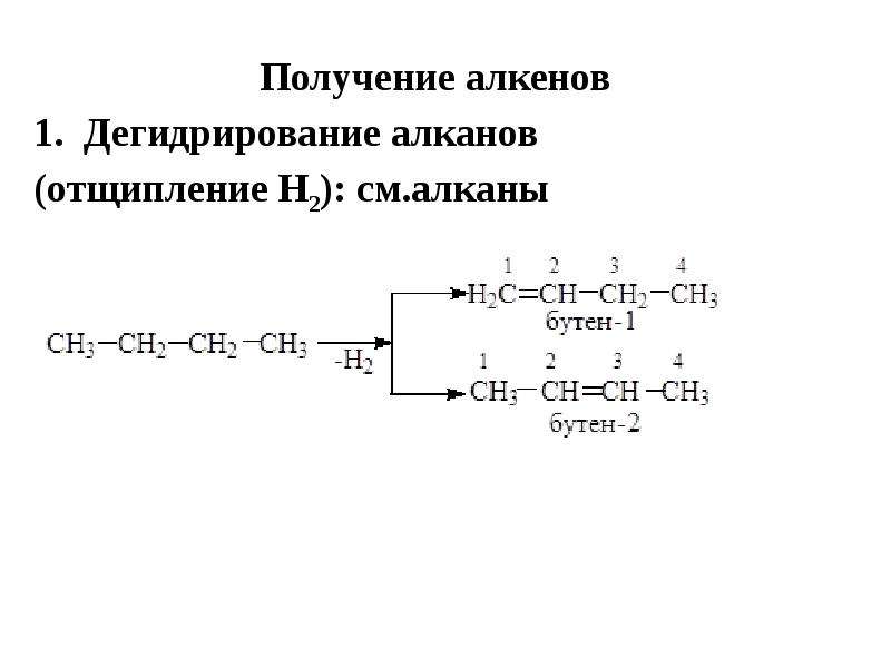 Алкены получение дегидрирование. Дегидрирование алканов механизм реакции. Дегидрирование алканов бутен-1.