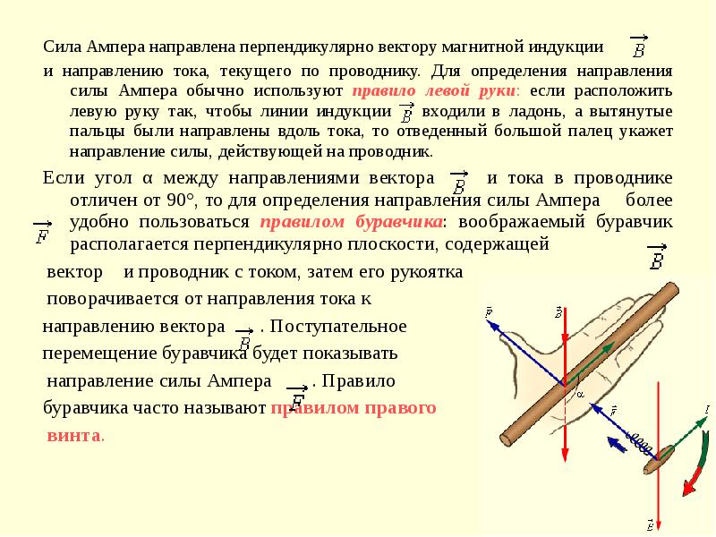 Вектор магнитной индукции под углом