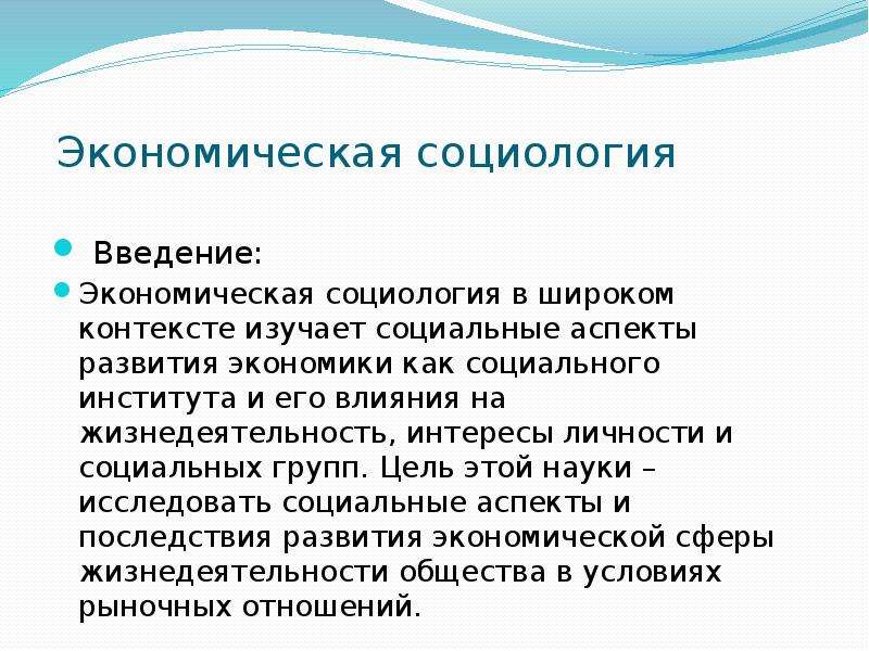 Социология экономики