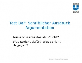 Test DaF: Schriftlicher Ausdruck Argumentation
