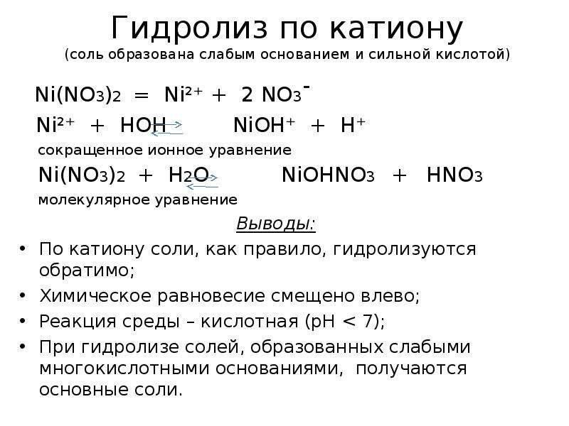 3 уравнения гидролиза. Схема реакции гидролиза. Гидролиз солей ni(no2)2. Ni no3 2 гидролиз солей. Гидролиз солей 9 класс анион и катион.