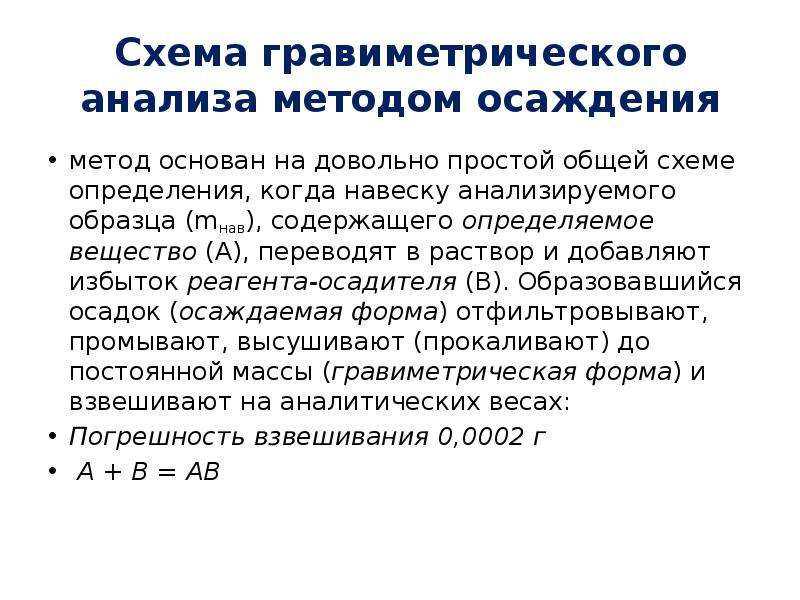 Общая схема гравиметрического анализа