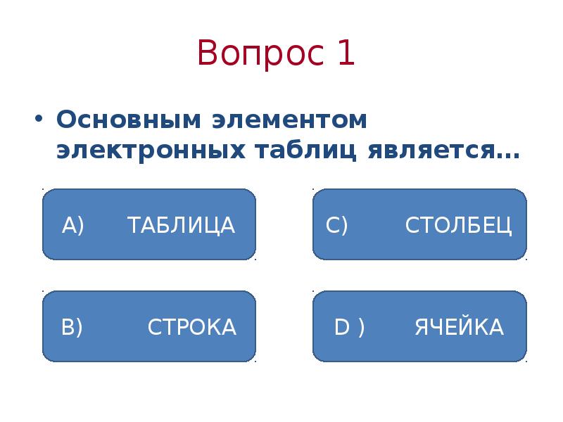 Основным элементом таблицы является