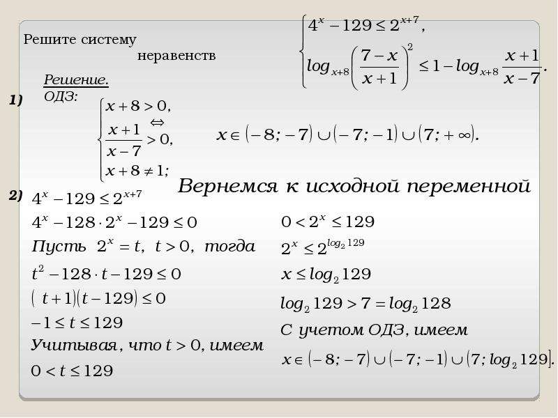 Решение логарифмических неравенств по фото