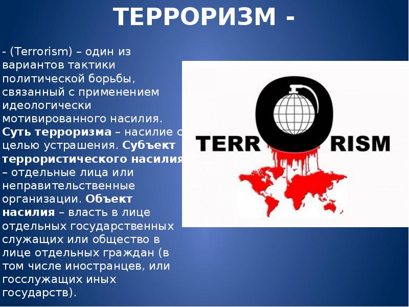 Презентация терроризм для детей начальной школы