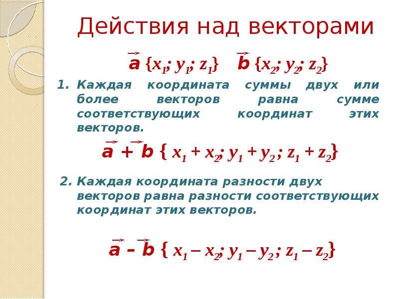 Действия над векторами в пространстве презентация 10 класс