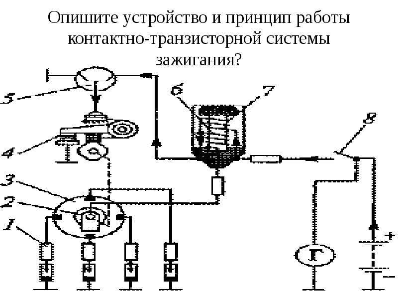 Схема работы контактно транзисторной системы зажигания