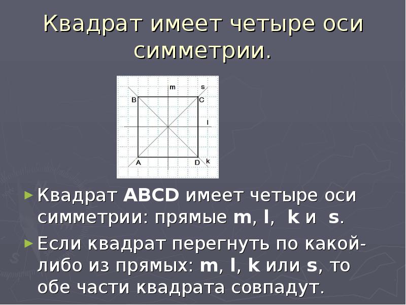 Сколько осей симметрии имеет. Как найти ось симметрии квадрата. Сколько осей симметрии у квадрата 2 класс. Сколько осей симметрии у квадрата 4 класс. Осси симметрия квадрата.