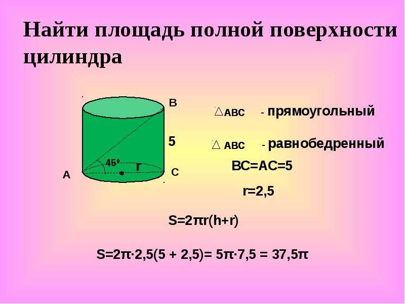 Конус найдите площадь цилиндра. Полная поверхность цилиндра. Формулы конуса и цилиндра. Формулы цилиндра конуса и шара. Площадь поверхности цилиндра и конуса.