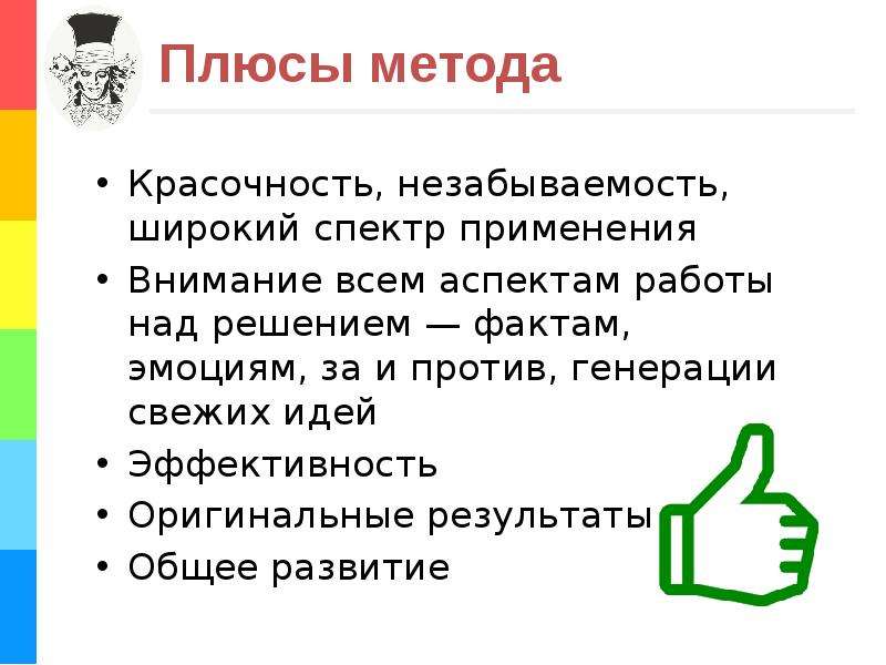 Метод плюсы. Метод 6 шляп Эдварда де Боно. Метод шести шляп плюсы и минусы. Метод шести шляп плюсы и минусы метода. Шесть шляп мышления примеры.