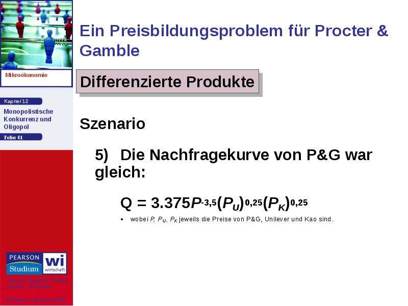 Ein Preisbildungsproblem für Procter & Gamble Szenario 5) Die Nachfragekurve von P&G war gle