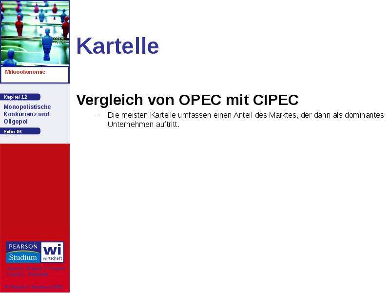 Kartelle Vergleich von OPEC mit CIPEC Die meisten Kartelle umfassen einen Anteil des Marktes, der da