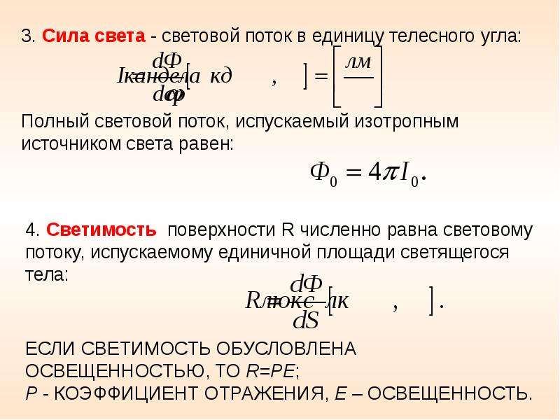 Характеристики света