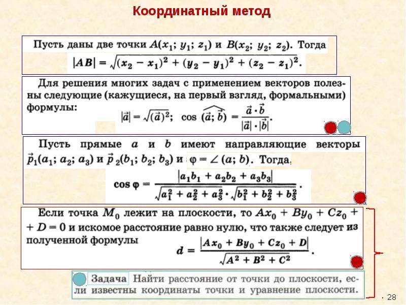 От точки до плоскости координатный метод