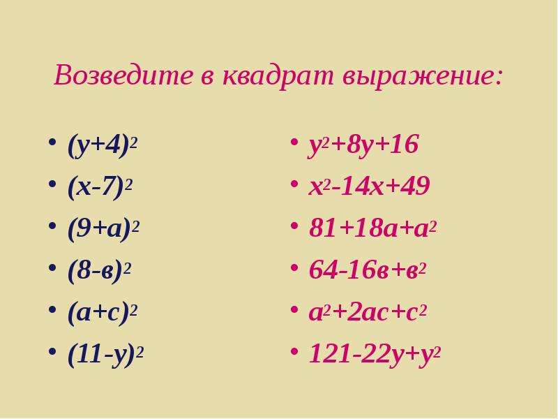 Квадрат выражения