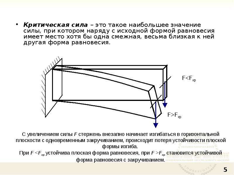 Критическая сила устойчивость. Критическая сила при устойчивости. Критическое усилие. Что такое критическая сила в технической механике.