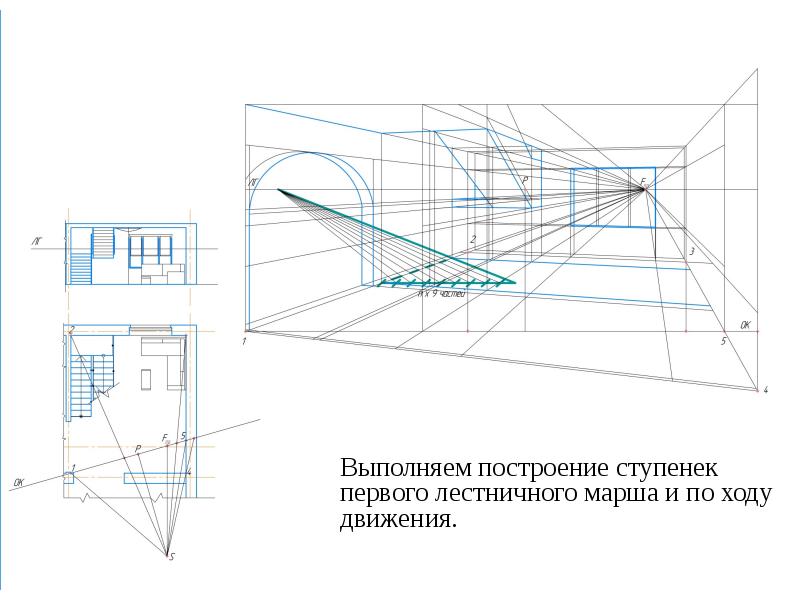 Угловая перспектива комнаты рисунок