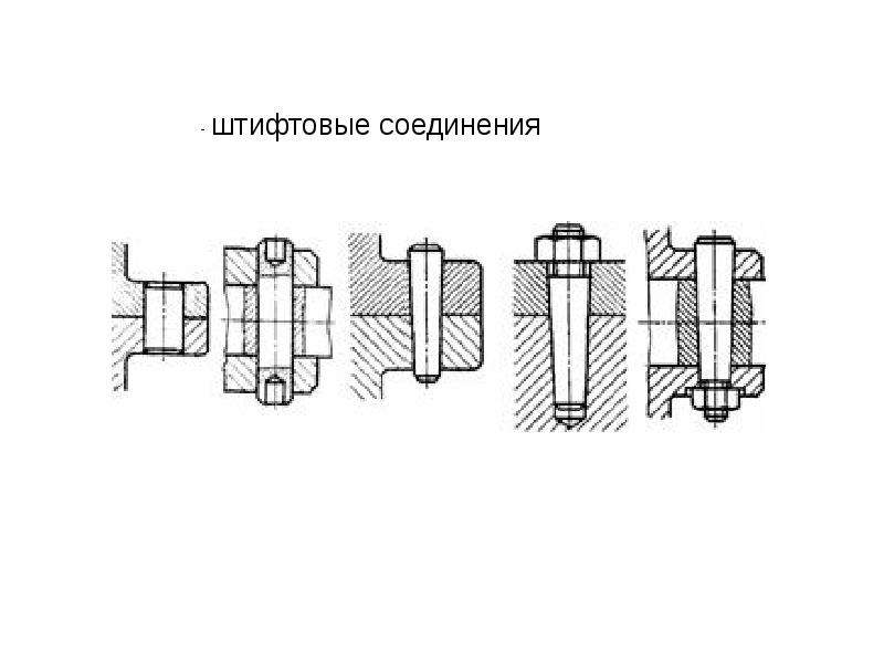 Сборочный чертеж штифтового соединения с размерами