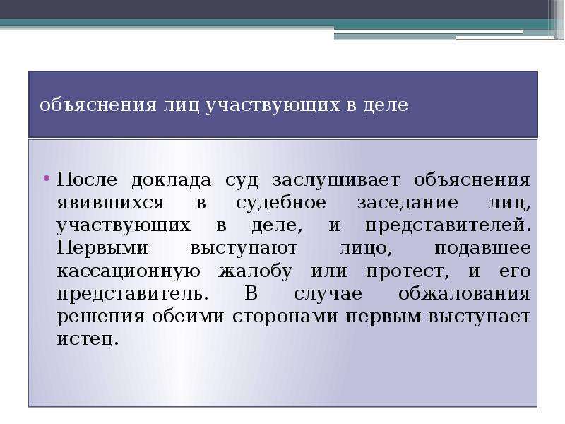 После доклада. Объяснения лиц участвующих в деле. Объяснение лица. Объяснение на кассационную жалобу. Объяснения лиц, участвующих в деле пример.