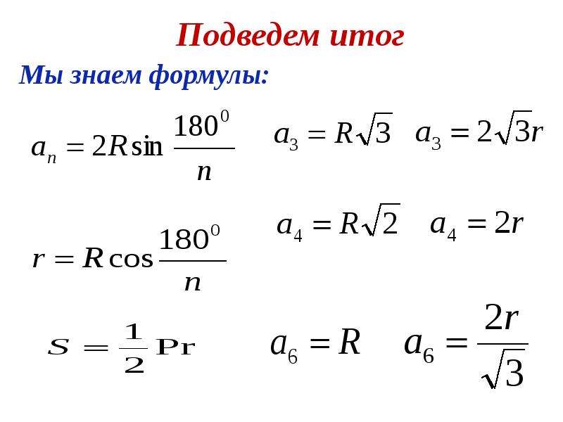 Формула окружности правильного n угольника. Правильные многоугольники формулы. Формулы для правильных многоугольников таблица. Все формулы правильных многоугольников. Формула правильных n-Угольников.