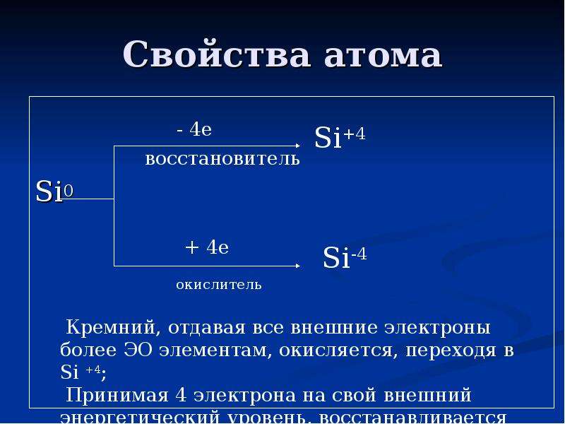 Характеристика атома. Свойства атома. Свойства атома кремния. Кремний восстановитель. Кремний окислитель или восстановитель.