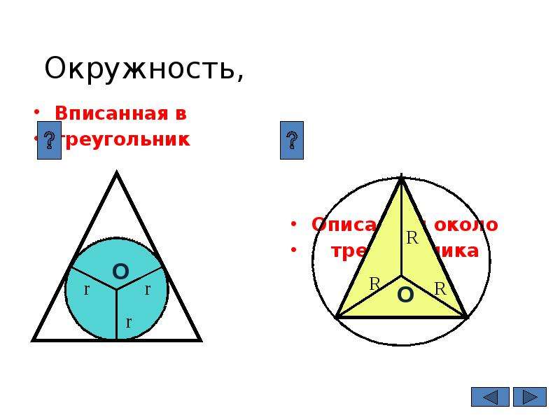 Какой треугольник вписанный в окружность. Свойства вписанной окружности в треугольнике. Круг вписанный в треугольник.