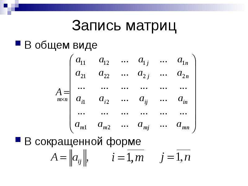 Одинаковые матрицы. Кососимметрическая матрица матрица общий вид. Контрольная матрицы и определители. Формы записи матриц.