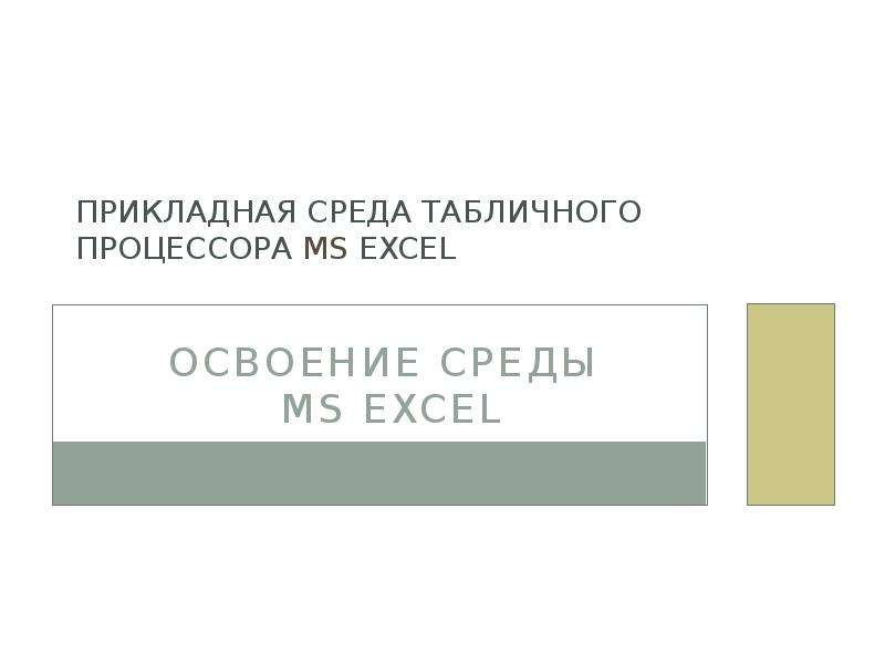 Прикладная среда табличного процессора MS Excel, слайд №1