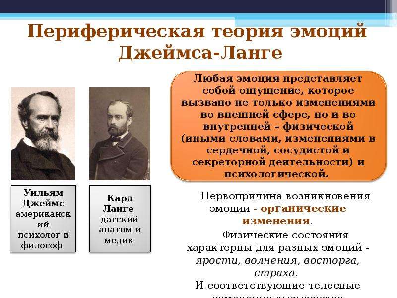 Теория чувств. Теория Джеймса Ланге. Теория эмоций Джеймса Ланге кратко. Периферическая теория эмоций Джемса Ланге. Периферическая теория Джеймса Ланге.