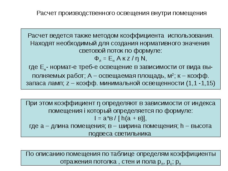 Расчет общего освещения. Расчет производственного освещения. Расчет освещения производственного помещения. Расчет искусственного освещения. Методика расчёта освещенности.