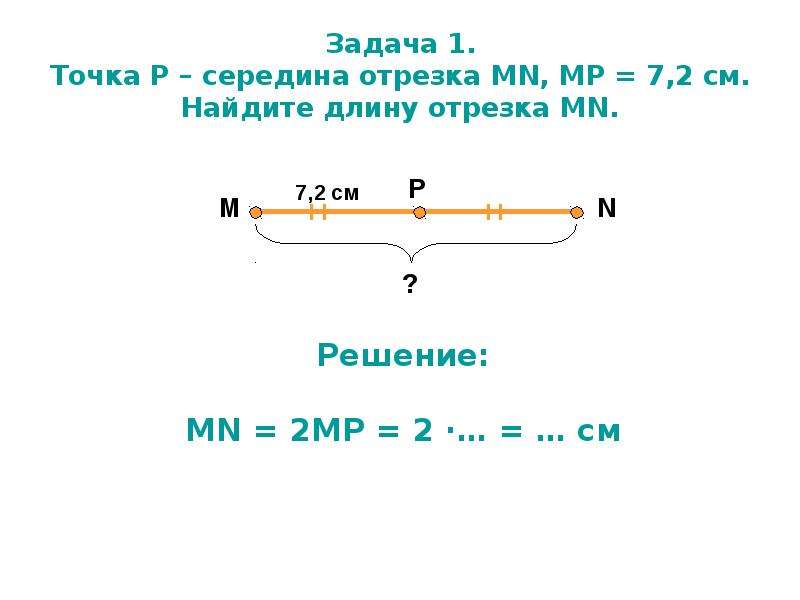 Длина отрезка m n