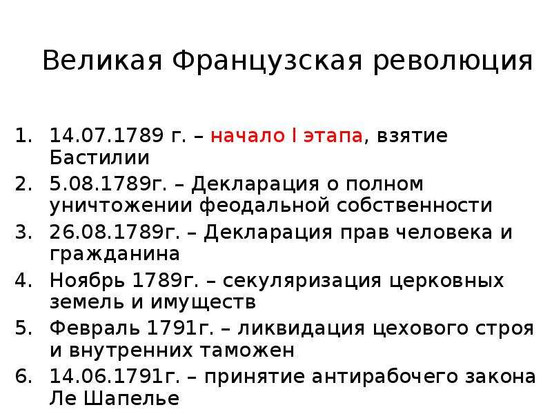 Европа в годы французской революции план