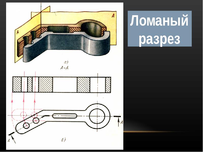 Как выполнить сложный разрез на чертеже